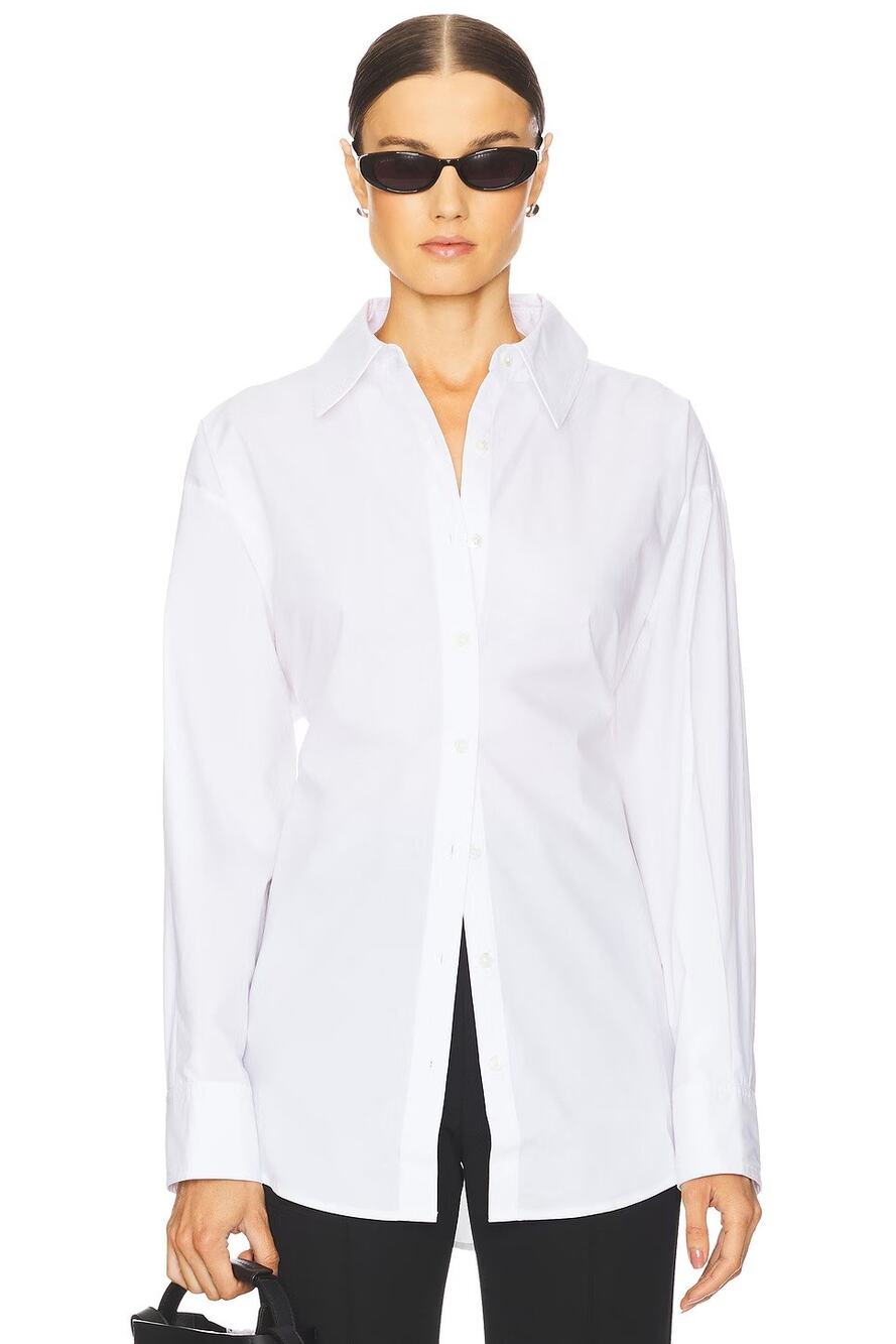 EAVES Sivan Poplin Shirt Button Down Long Sleeve Minimalist Casual Work M